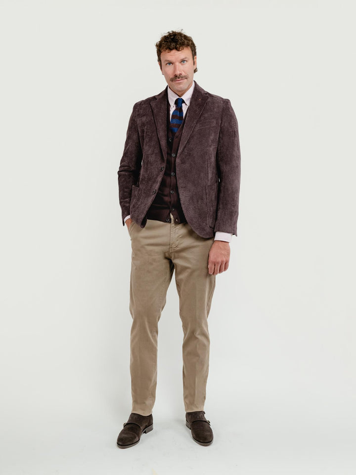 BLAZER IN VELLUTO A COSTE TESTA MORO