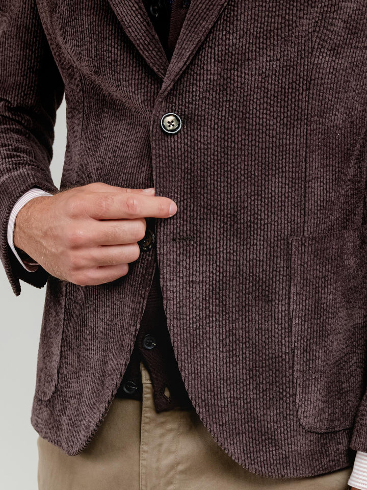 BLAZER IN VELLUTO A COSTE TESTA MORO