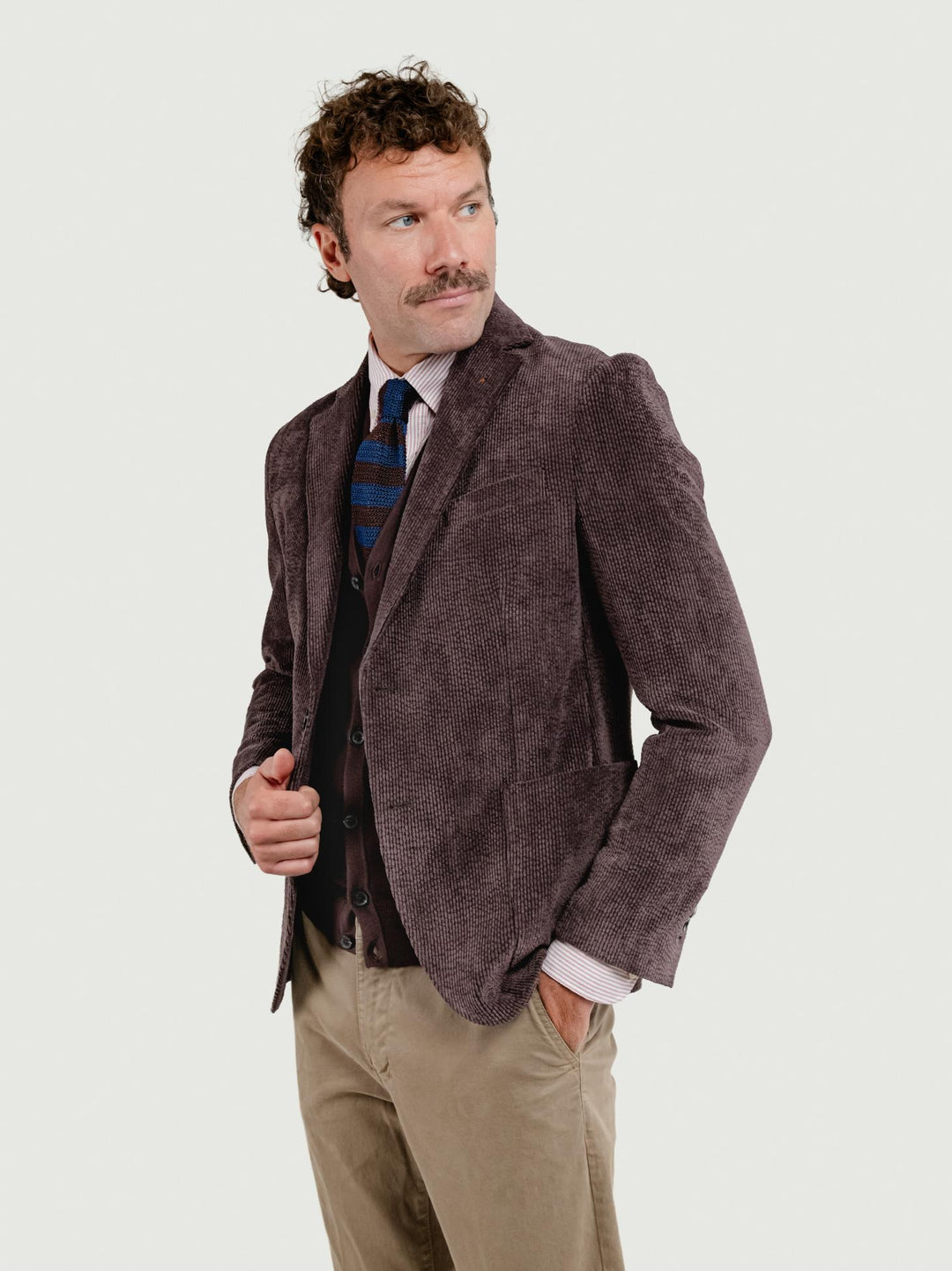 BLAZER IN VELLUTO A COSTE TESTA MORO