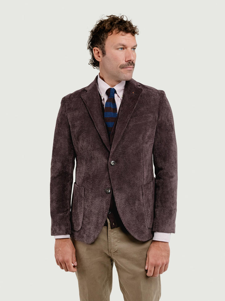 BLAZER IN VELLUTO A COSTE TESTA MORO