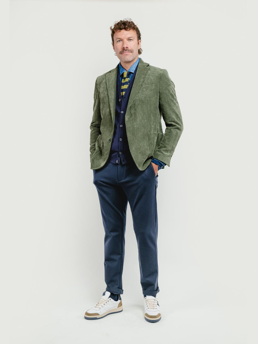 BLAZER IN VELLUTO A COSTE VERDE SALVIA