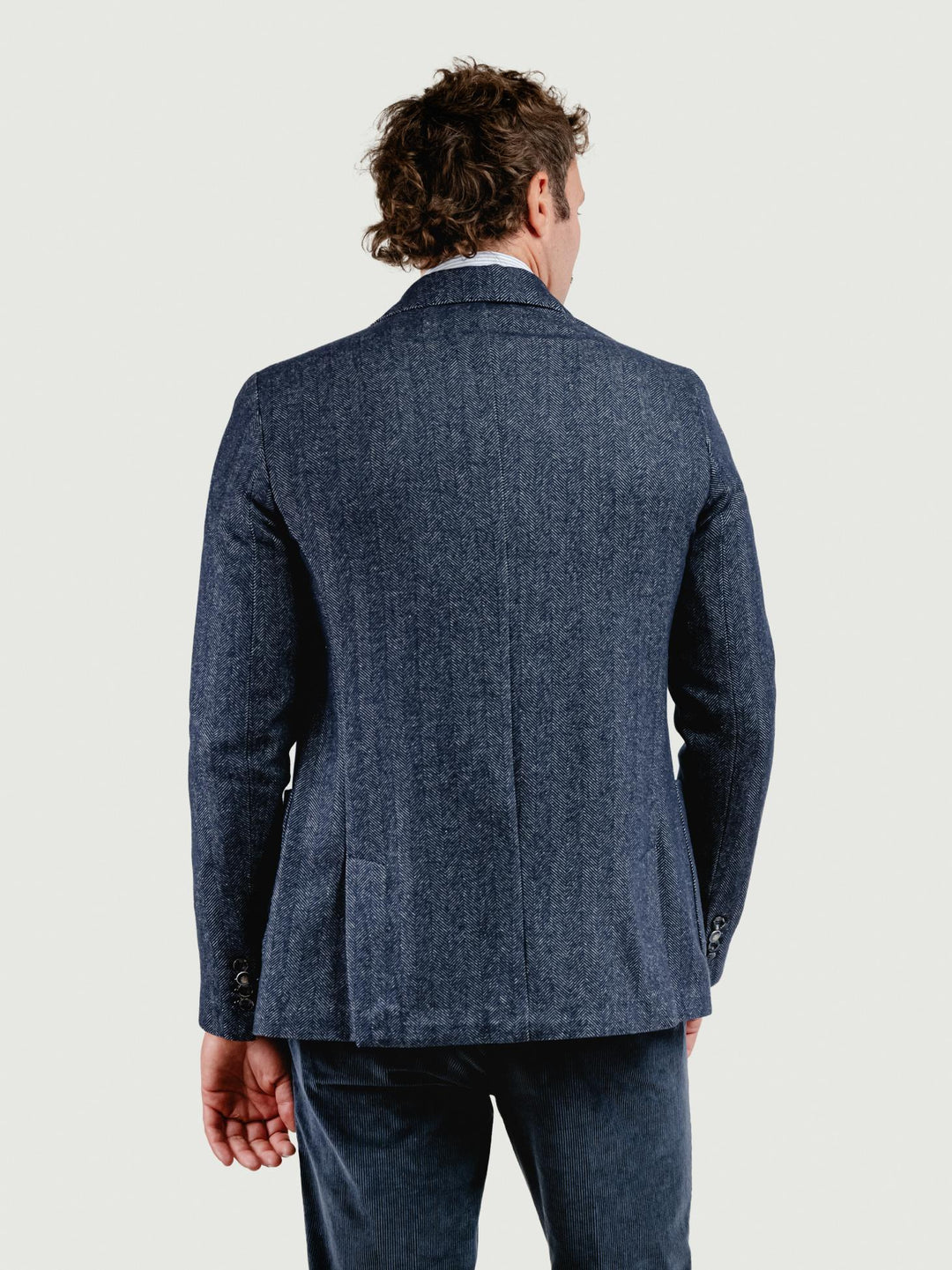 BLAZER MISTO LANA SPIGA BLU NAVY