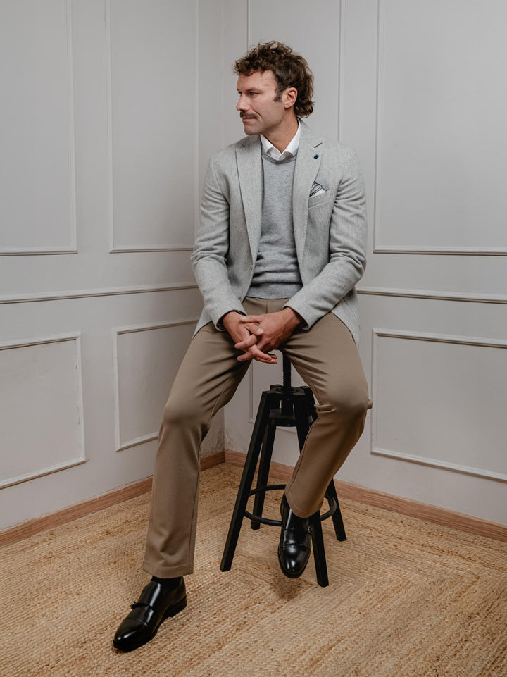 BLAZER MISTO LANA SPIGA GRIGIO PERLA