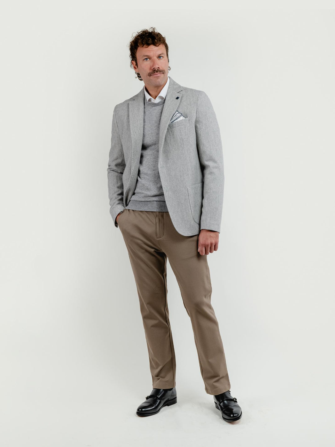 BLAZER MISTO LANA SPIGA GRIGIO PERLA