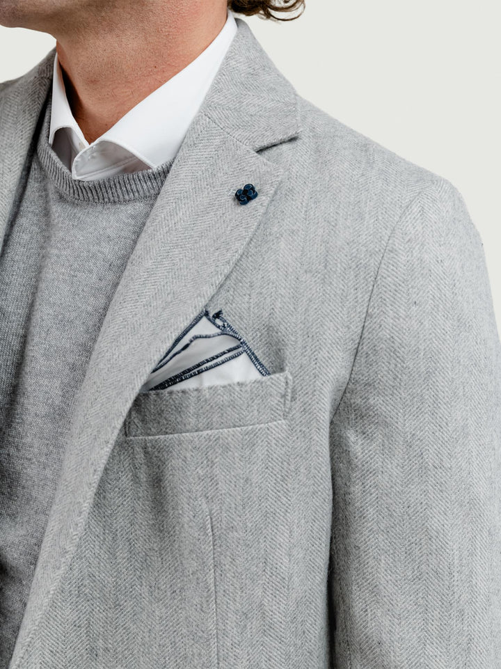 BLAZER MISTO LANA SPIGA GRIGIO PERLA