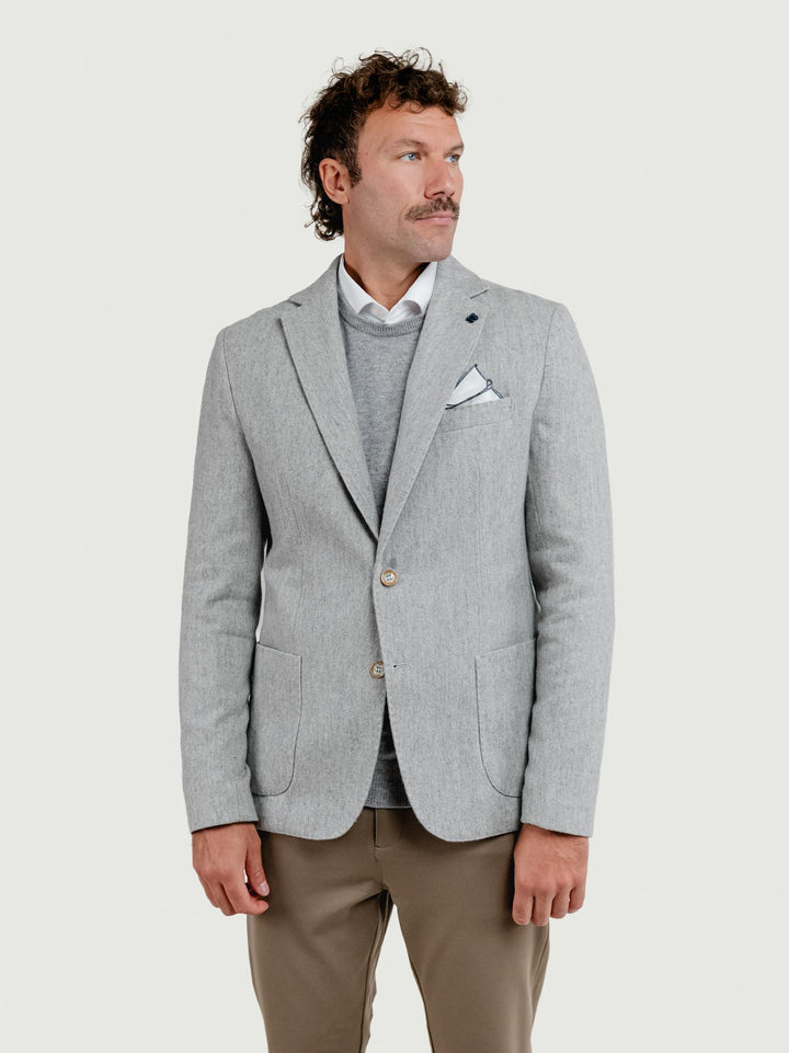 BLAZER MISTO LANA SPIGA GRIGIO PERLA