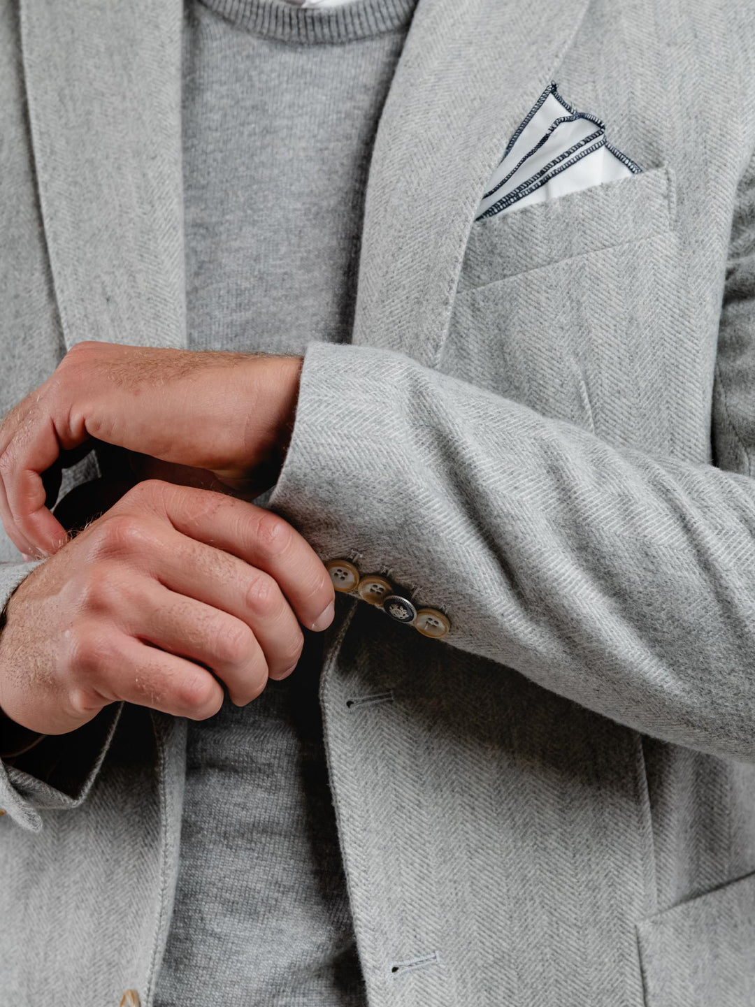 BLAZER MISTO LANA SPIGA GRIGIO PERLA