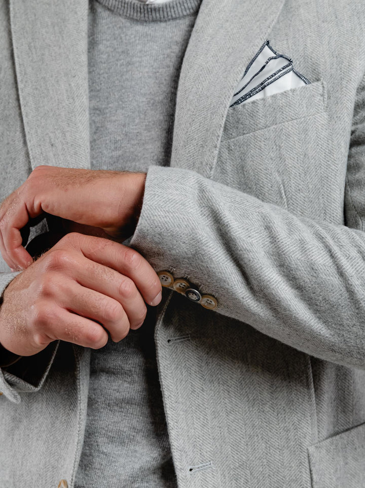 BLAZER MISTO LANA SPIGA GRIGIO PERLA