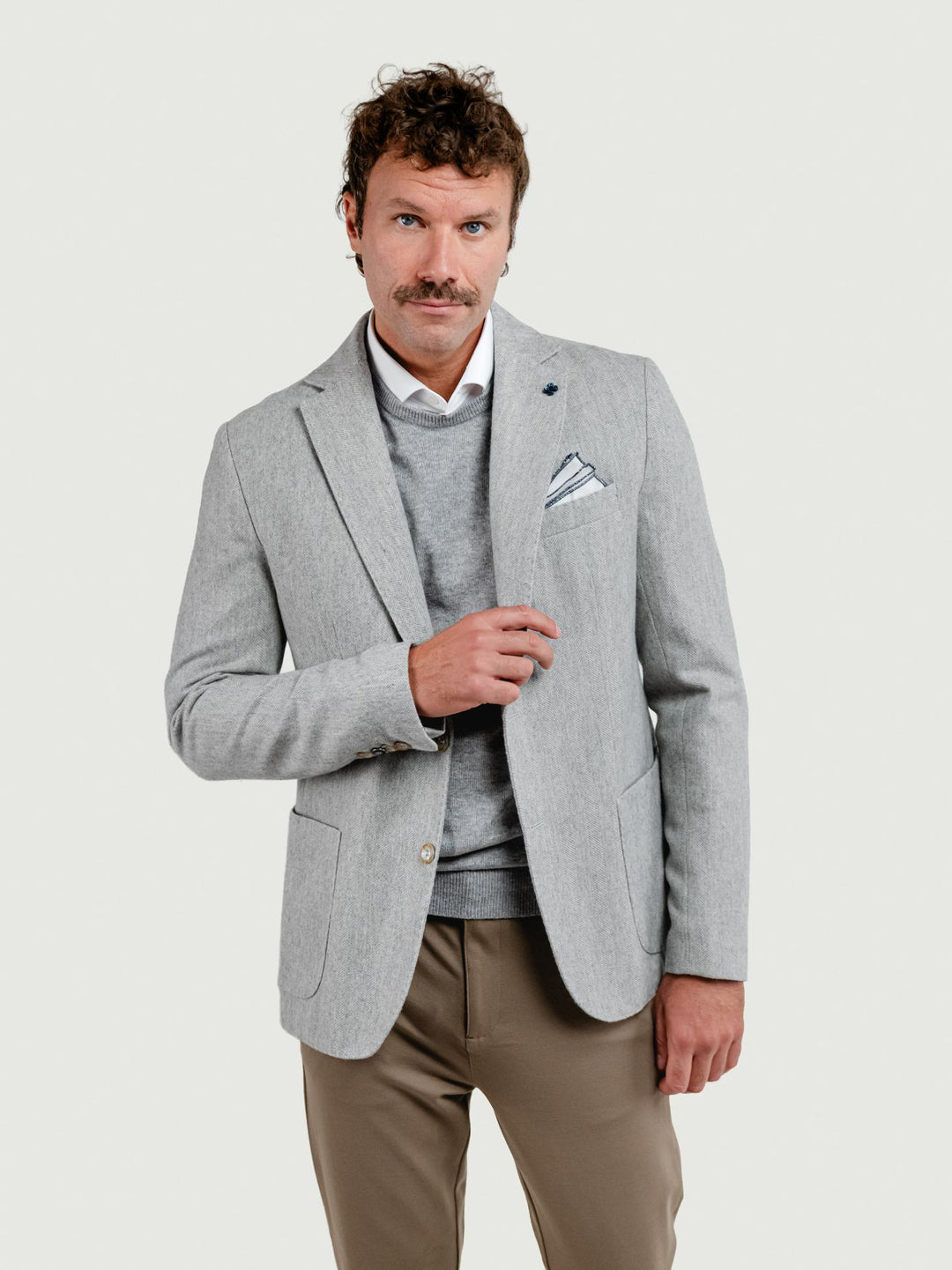 BLAZER MISTO LANA SPIGA GRIGIO PERLA