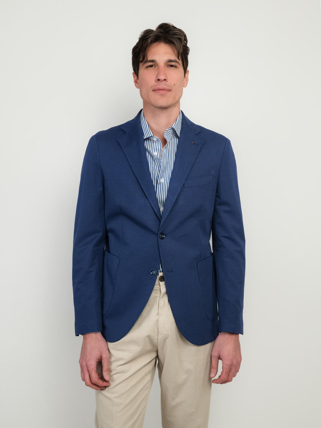 BLAZER MONOPETTO IN MAGLINA BLUETTE
