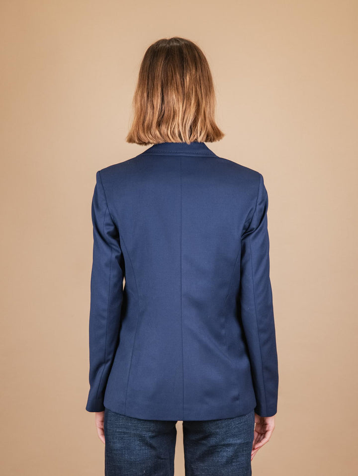 BLAZER MONOPETTO IN TESSUTO ELASTICIZZATO BLU