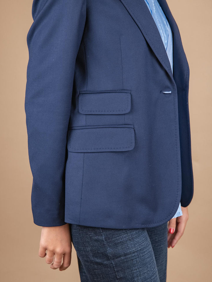 BLAZER MONOPETTO IN TESSUTO ELASTICIZZATO BLU
