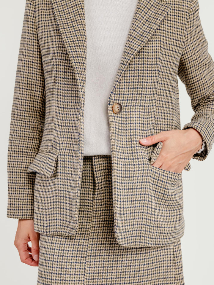 BLAZER PIED DE POULE BEIGE