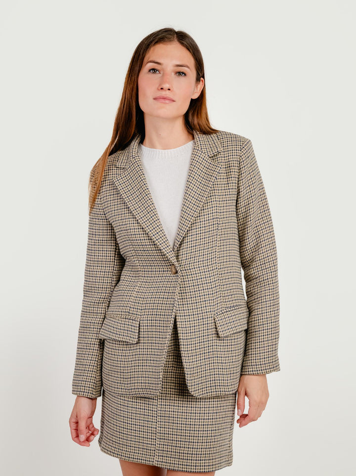 BLAZER PIED DE POULE BEIGE