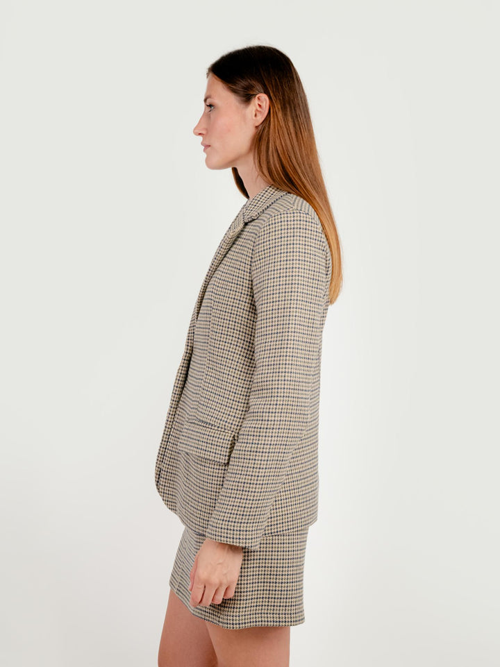 BLAZER PIED DE POULE BEIGE