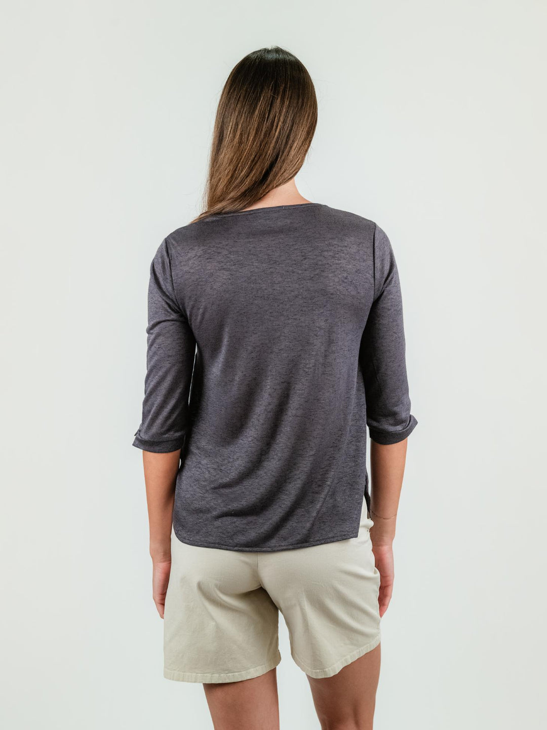 BLUSA IN LINO MARRONE