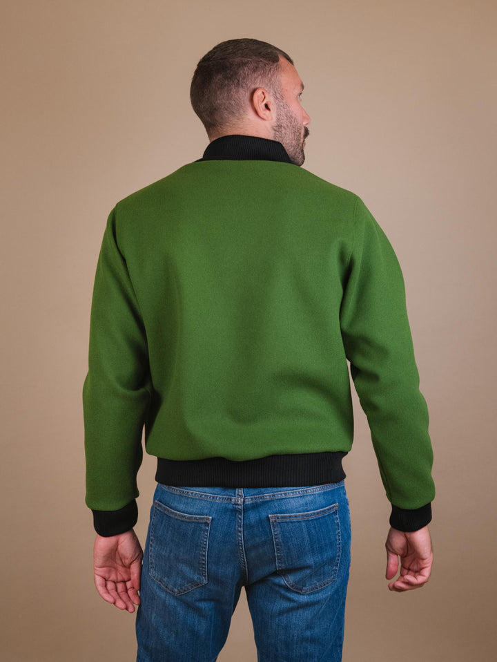BOMBER  CON PROFILI A CONTRASTO IN TESSUTO VERDE