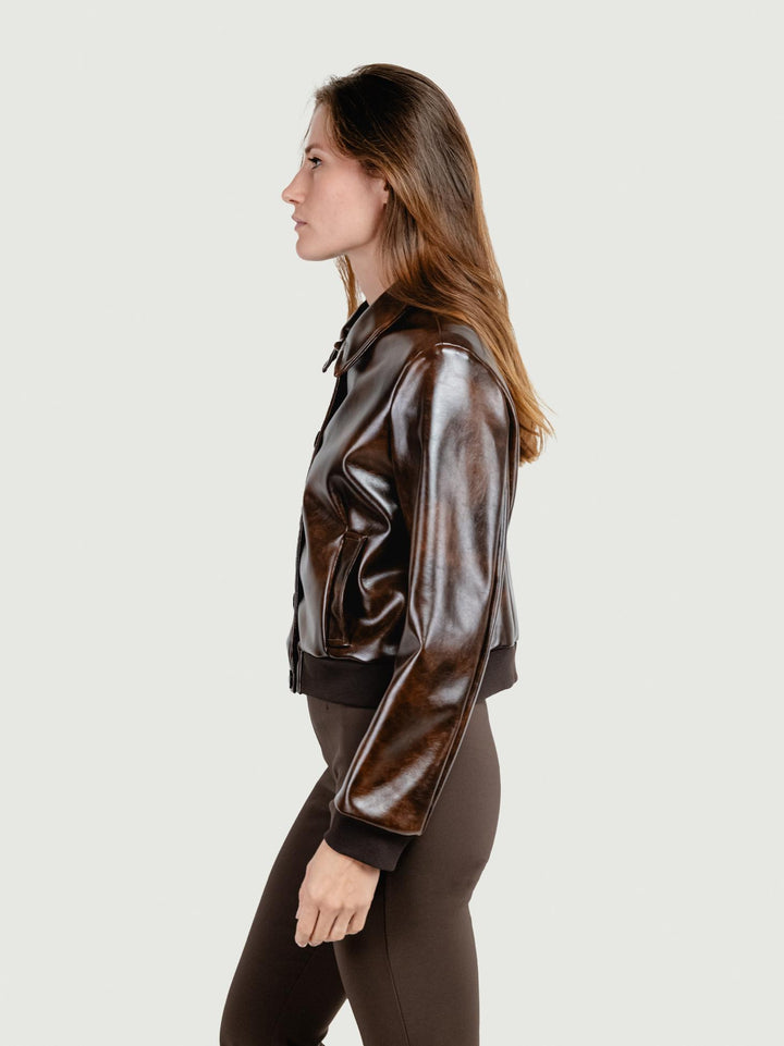BOMBER IN ECOPELLE MARRONE