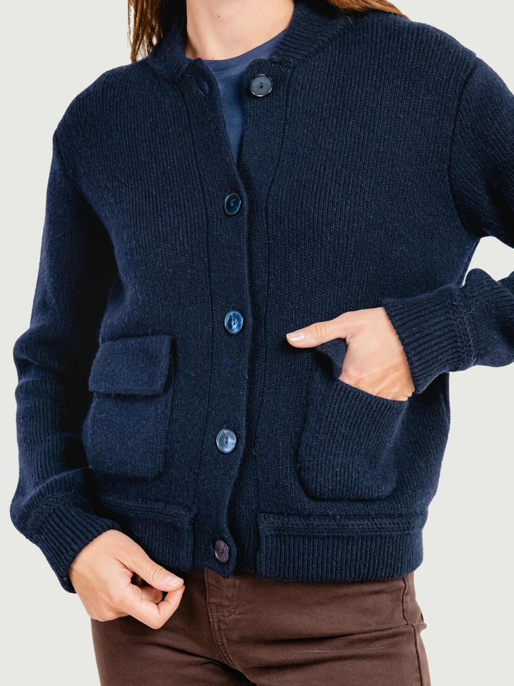 BOMBER SFODERATO IN MAGLIA NAVY