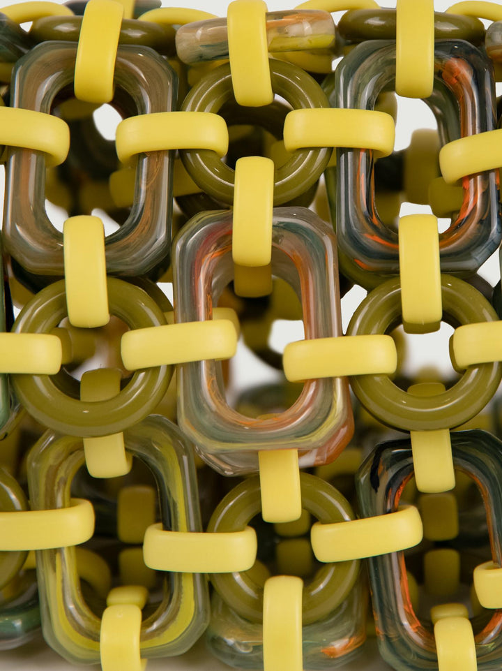 BORSA A BAULETTO BUBBLE IN RESINA MULTICOLOR LIME