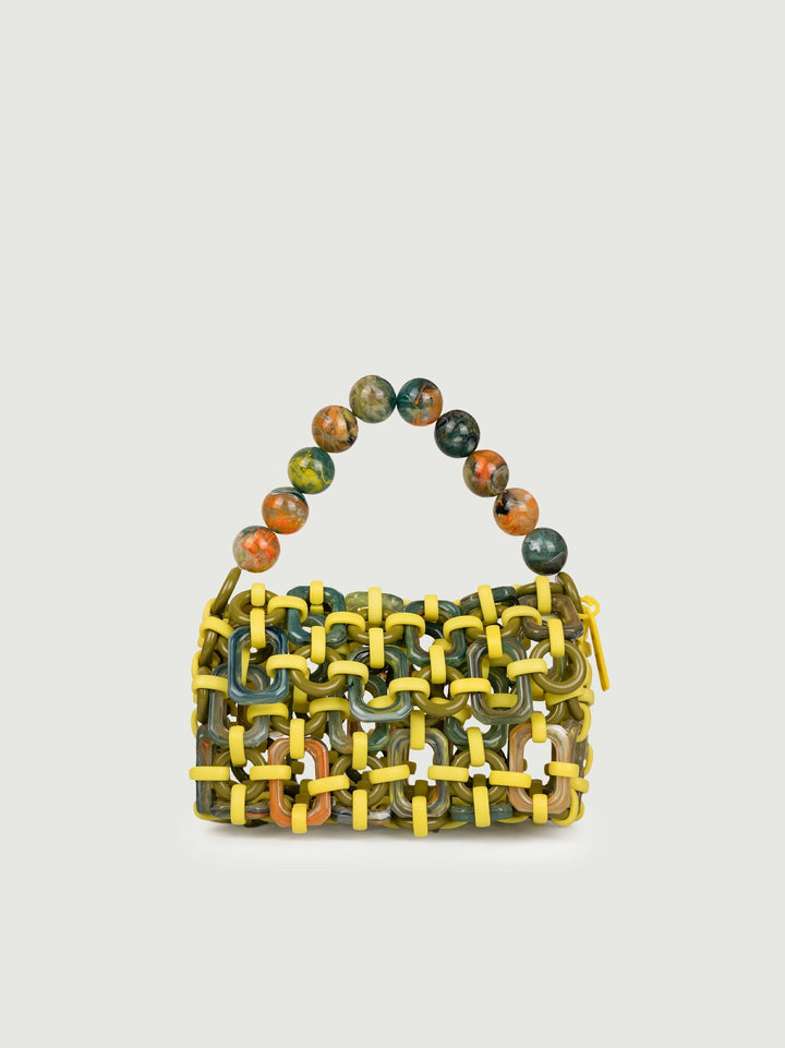 BORSA A BAULETTO BUBBLE IN RESINA MULTICOLOR LIME