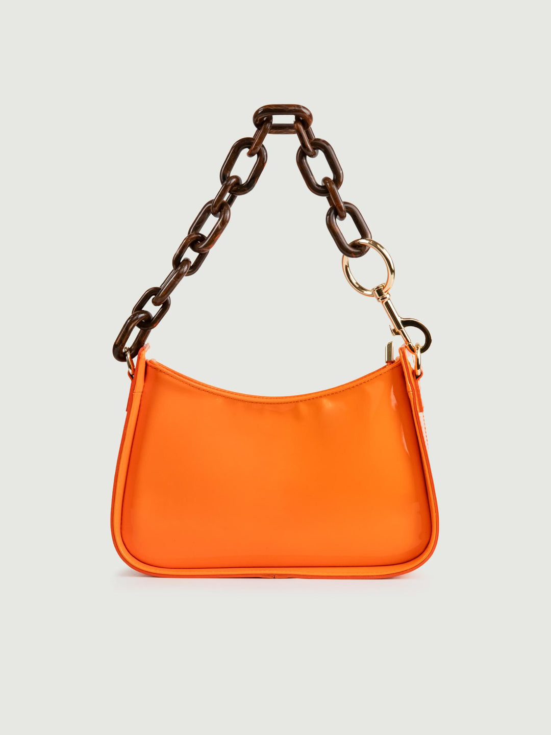 BORSA A SPALLA GLAMMY ARANCIO IN PELLE VERNICE
