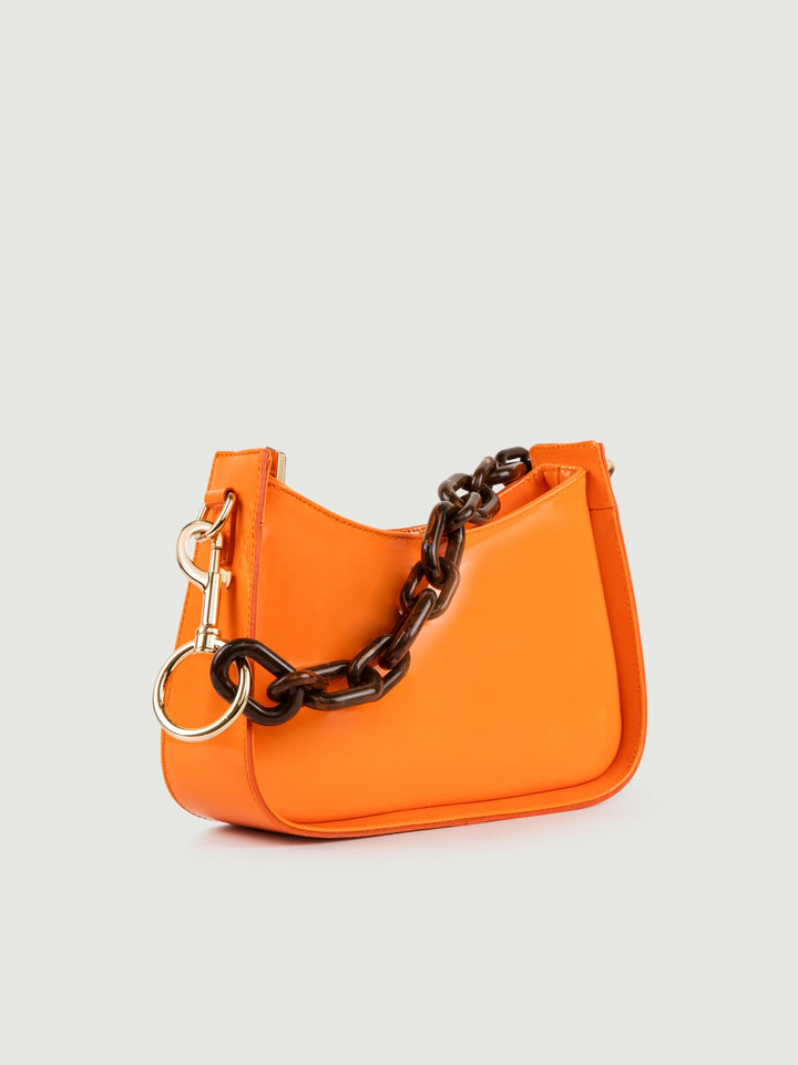 BORSA A SPALLA GLAMMY ARANCIO IN PELLE VERNICE