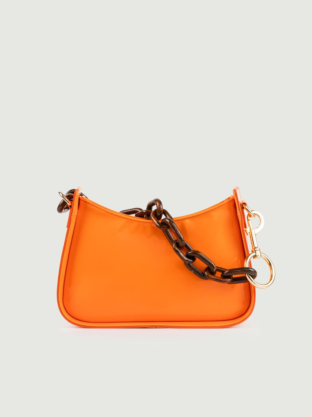 BORSA A SPALLA GLAMMY ARANCIO IN PELLE VERNICE