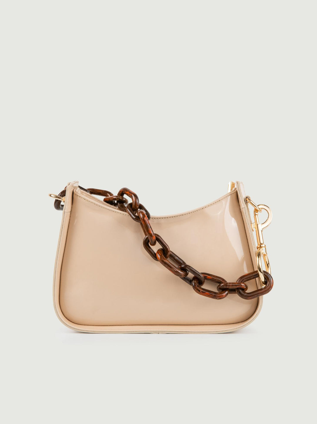 BORSA A SPALLA GLAMMY BEIGE IN PELLE VERNICE