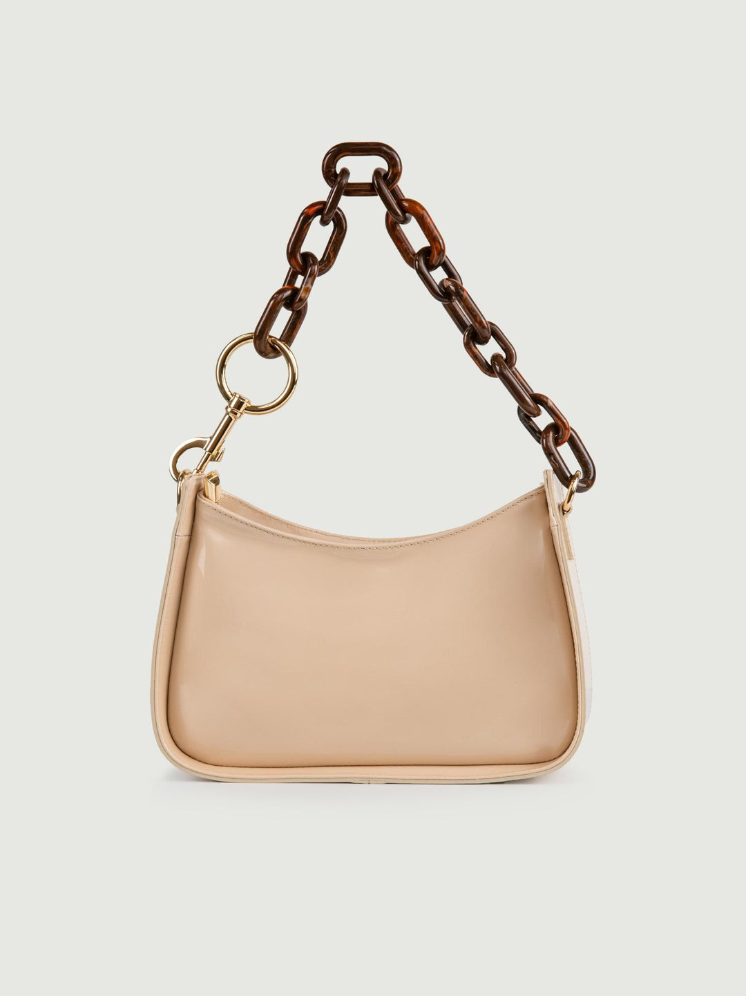 BORSA A SPALLA GLAMMY BEIGE IN PELLE VERNICE