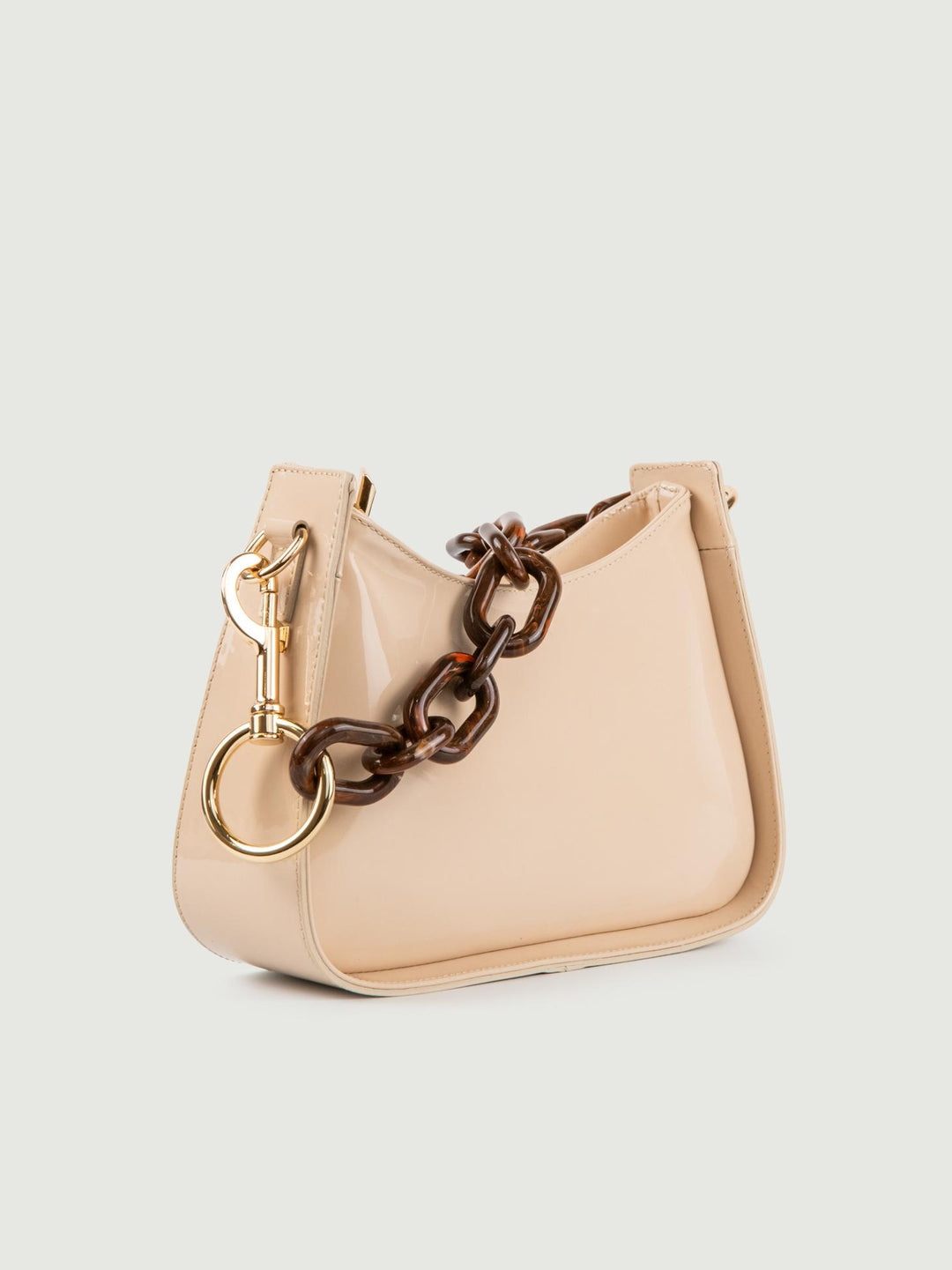 BORSA A SPALLA GLAMMY BEIGE IN PELLE VERNICE
