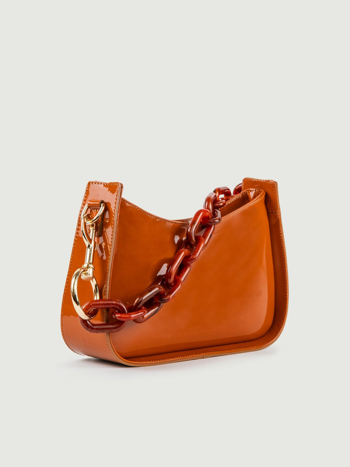 BORSA A SPALLA GLAMMY MATTONE IN PELLE VERNICE