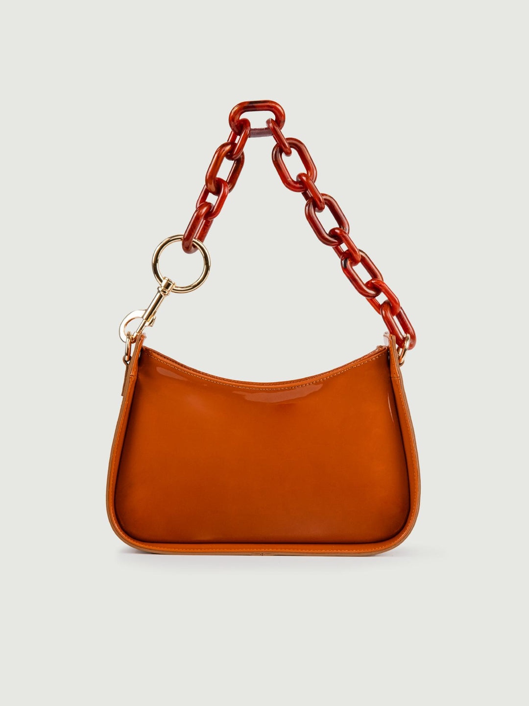 BORSA A SPALLA GLAMMY MATTONE IN PELLE VERNICE
