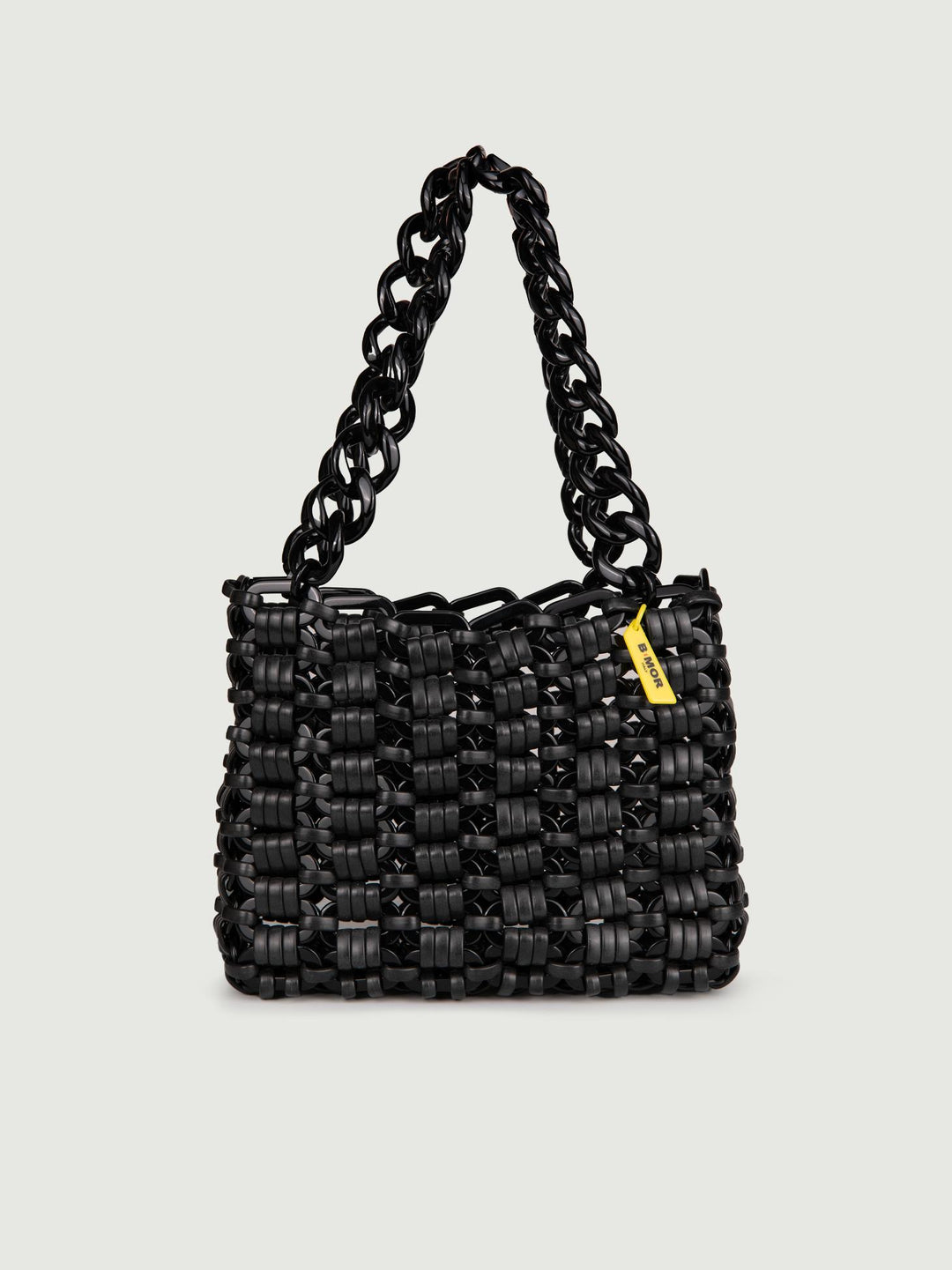BORSA A SPALLA IN RESINA NERA "BASKET"