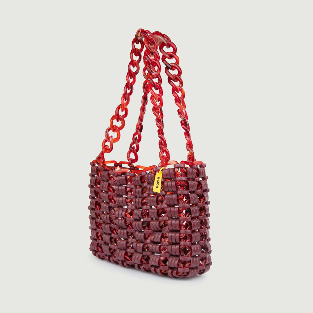 BORSA A SPALLA IN RESINA ROSSA "BASKET"