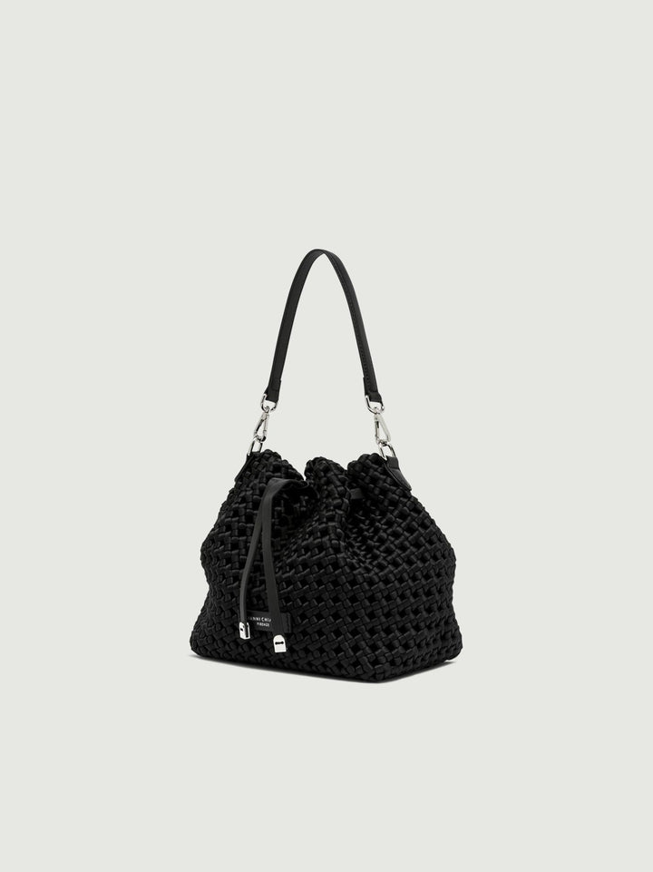 BORSA A TRACOLLA FIORE NERA