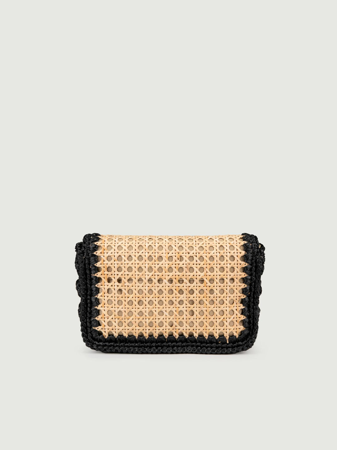 BORSA A TRACOLLA IN RAFIA NATURALE E NERO