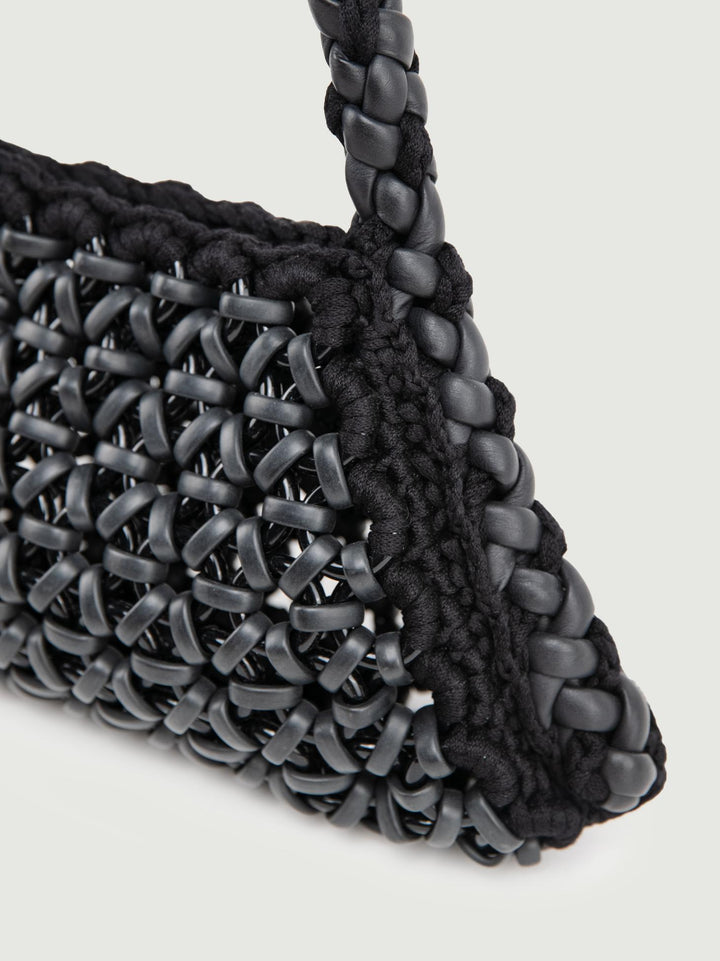 BORSA BIG CRUSH IN RESINA E PELLE NERA