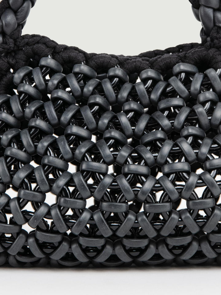 BORSA BIG CRUSH IN RESINA E PELLE NERA