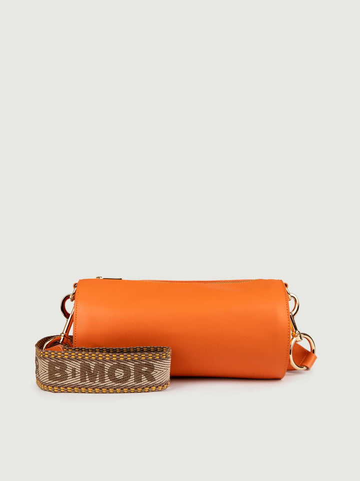 BORSA CILINDRO A TRACOLLA IN PELLE ARANCIONE "CIRCULAR"