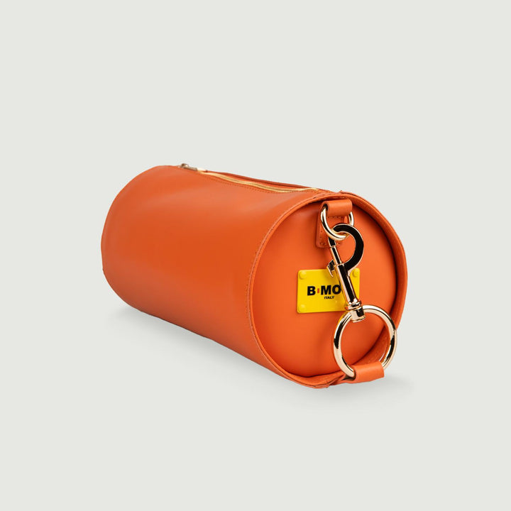 BORSA CILINDRO A TRACOLLA IN PELLE ARANCIONE "CIRCULAR"