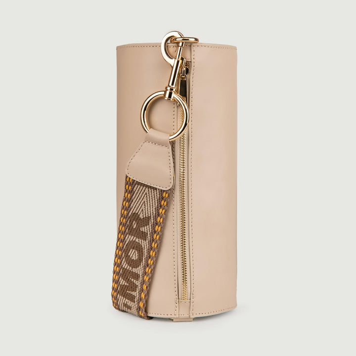 BORSA CILINDRO A TRACOLLA IN PELLE BEIGE "CIRCULAR"