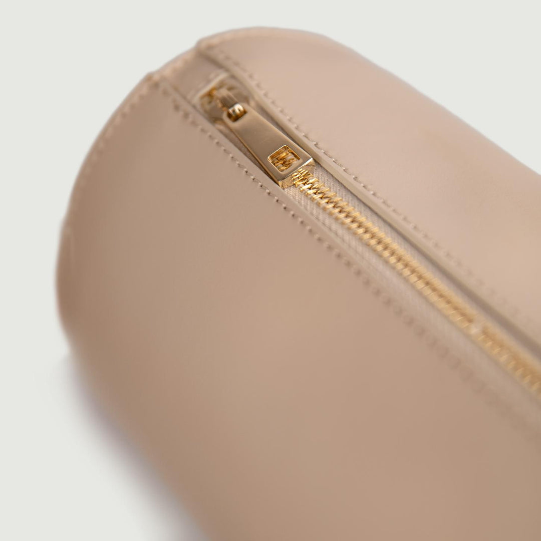 BORSA CILINDRO A TRACOLLA IN PELLE BEIGE "CIRCULAR"