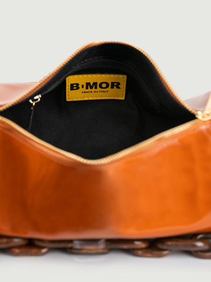 BORSA CILINDRO CIRCULAR MATTONE IN PELLE VERNICE