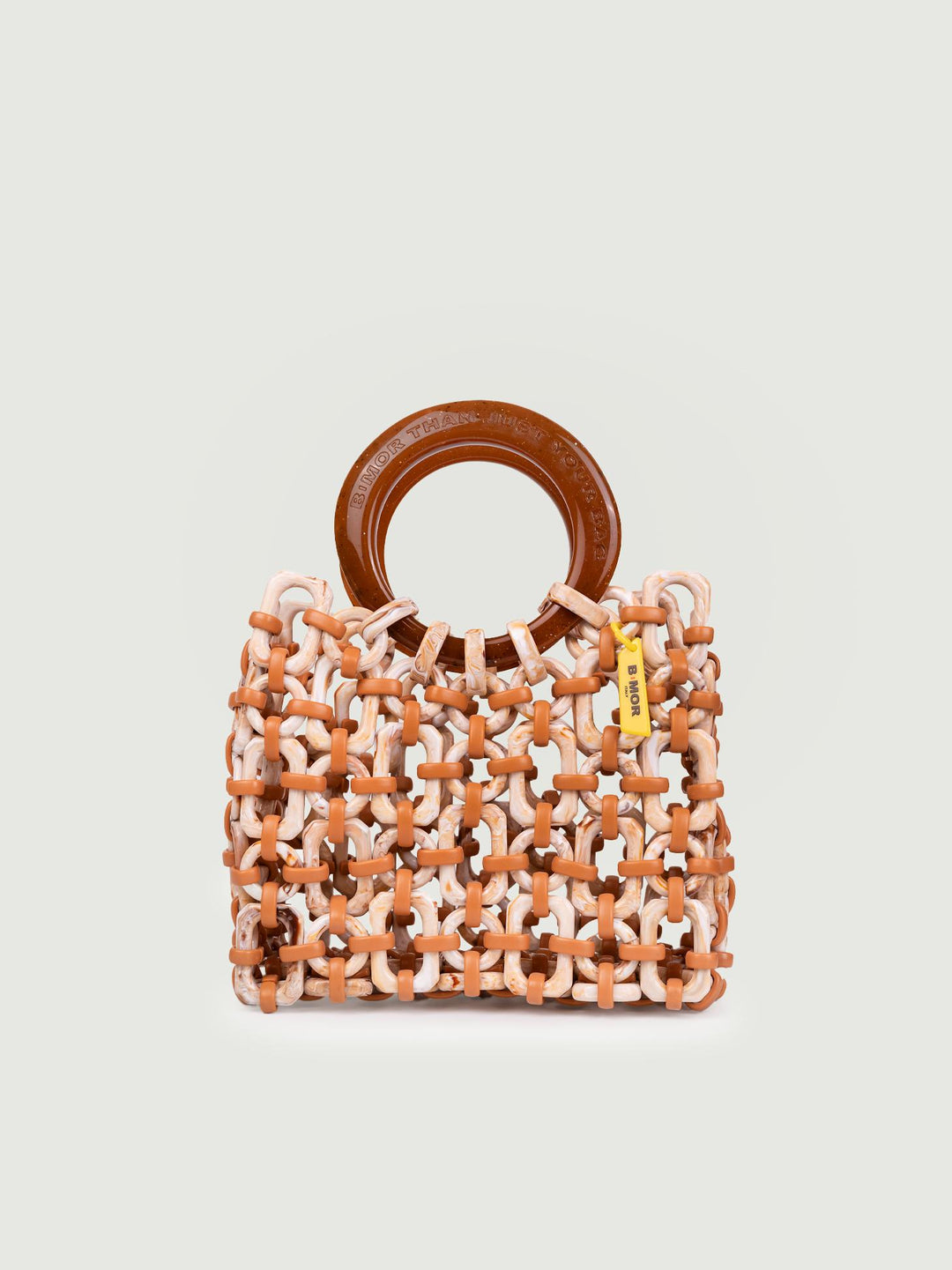 BORSA CON MANICI DOLL IN RESINA MULTICOLOR CARAMELLO