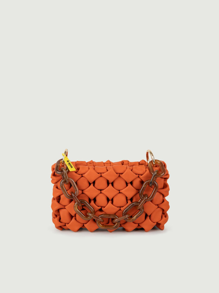 BORSA CURLY IN PELLE INTRECCIATA ARANCIONE