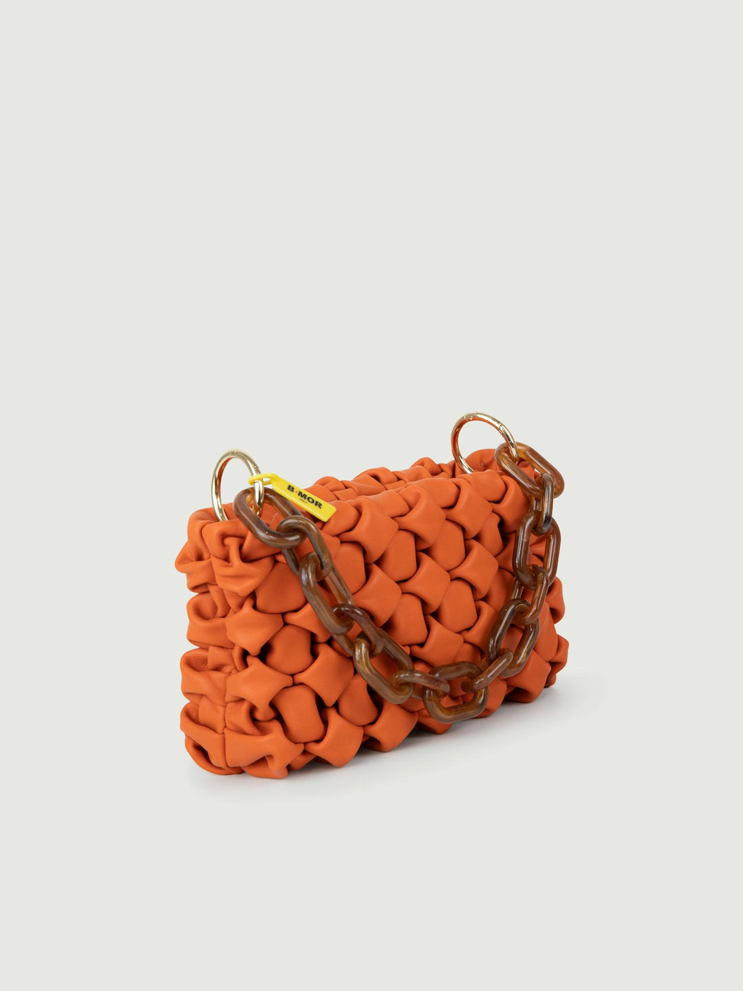 BORSA CURLY IN PELLE INTRECCIATA ARANCIONE