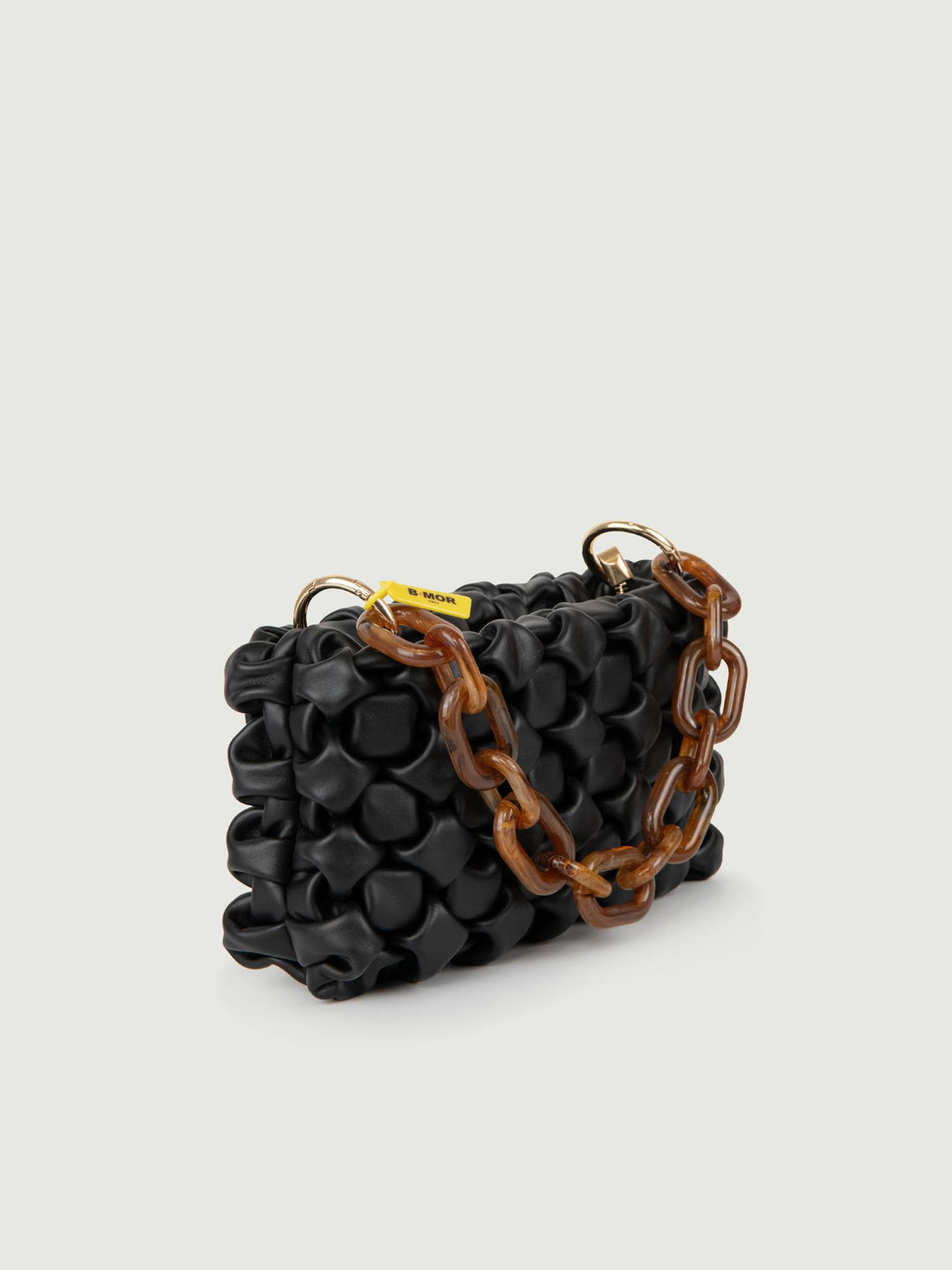 BORSA CURLY IN PELLE INTRECCIATA NERA