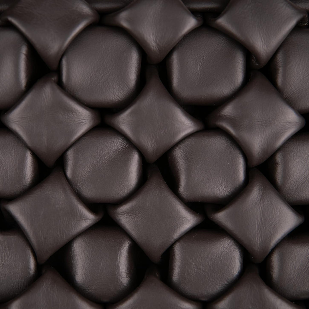 BORSA CURLY IN PELLE INTRECCIATA TESTA MORO