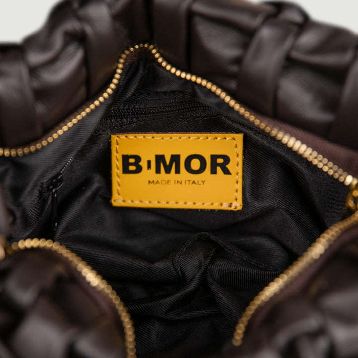 BORSA CURLY IN PELLE INTRECCIATA TESTA MORO